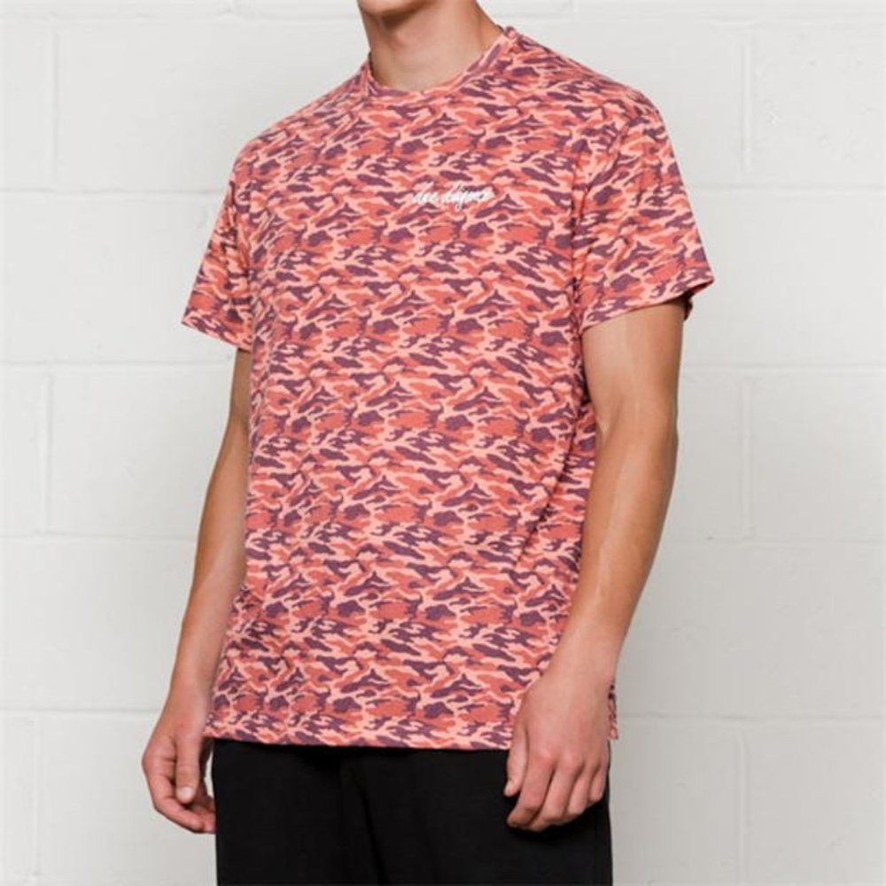 Due Diligence Men's Orange Camo Print Short Sleeve T-Shirt